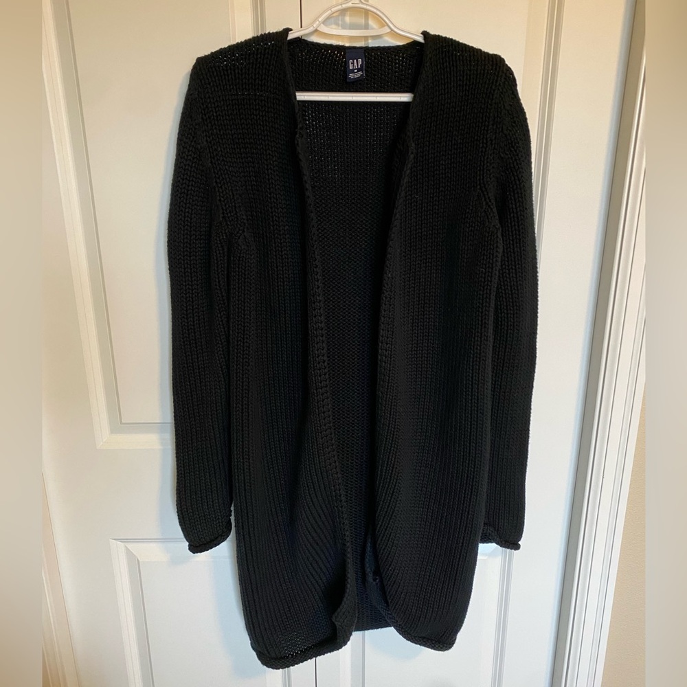 GAP chunky knit long cardigan in Black, size Medium